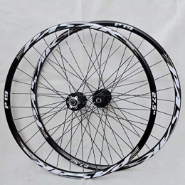 SN Mountain Bike Wheel SN Mountain Bike Wheelset 26" / 27.5" / 29" Double Wall MTB Cycling Wheels Rim Front 2 Rear 4 Hub Cassette Disc Brake 7 8 9 10 11Speed Quick Release (Color : Black Hub silver label, Size : 27.5IN)