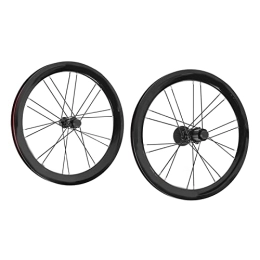 SUNGOOYUE Spares SUNGOOYUE Aluminum Alloy Mountain Bike Wheel Set, 16 Inch V-Brake Folding Bicycle Wheel Set 11 Speed Front 2 Rear 4 Bearings Wheels(Black)