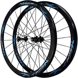 CAISYE Spares Super Light Carbon Wheels 700C MTB Bike Wheelset, Double Wall Rim Mountain Cycling Hub Hybrid / Mountain Quick Release 24 Hole 8 / 9 / 10 / 11 Speed, for Mountain Bicycle, Blue