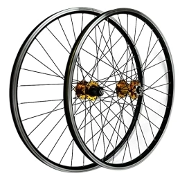 TANGIST Spares TANGIST 26" 27.5" 29" MTB Bike Wheelset Aluminum Alloy V / Disc Brake Mountain Cycling Wheels Quick Release for 7 / 8 / 9 / 10 / 11 Speed (Color : Yellow, Size : 27.5IN)