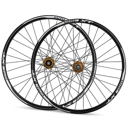 TANGIST Spares TANGIST 26 inch Mountain Bicycle Wheelset Aluminum Alloy Disc Brake Mountain Cycling Wheels 32 Hole Quick Release Suitable 8 9 10 11 Speed (Color : Gold)