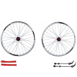 TANGIST Mountain Bike Wheel TANGIST 26 Inch MTB Wheelset V / Disc Brake Mountain Bike Front and Rear Wheel Sealed Bearing Double Wall Quick Release 7 8 9 10 Speed (Color : White spokes, Size : Black hub)