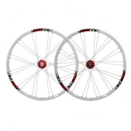 TANGIST Spares TANGIST Mountain Bike Wheelset 26" Disc Brake Bike Wheels Aluminum Alloy Quick Release Axles Bicycle Accessory for 7 / 8 / 9 / 10 Speed 26 Inch Mountain Bike Wheel (Color : White-red)
