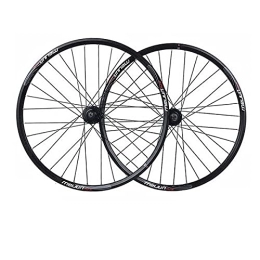 TANGIST Mountain Bike Wheel TANGIST MTB Bike Wheelset 26 Inch Bicycle Front and Rear Wheel Double Wall Alloy Rims Cassette Fiywheel Hub V / Disc Brake 7 / 8 / 9 / 10 Speed 32H (Color : Black)