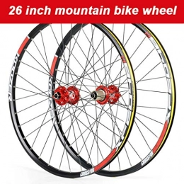 TianyiTrade Mountain Bike Wheel TianyiTrade 26" Mountain Bike Wheel Sealed Bearings Hub Double Wall Rim 32H XF2046 Red