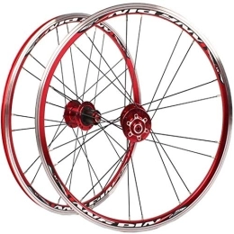 TYXTYX Spares TYXTYX 20Inch Bike Wheelset, Bicycle Wheel Double-Walled Front Wheel Rear Wheel MTB Bicycle Wheels V-Brakes Aluminum Alloy Palin Bearing Rim Quick Release 7 / 8 / 9 / 10 Speed, Red, 100mm 135mm