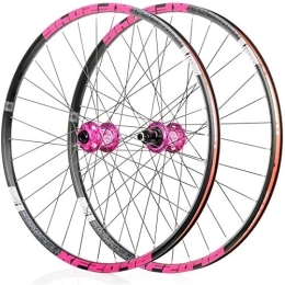 TYXTYX Spares TYXTYX 26 / 29 / 27.5 Inch Mountain Bike Wheels, Bicycle Wheelset Front Rear Wheelset Double-Walled MTB Rim Fast Release Disc Brake 32Holes 4 Palin 8-11 Speed, Pink, 29inch