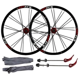 TYXTYX Spares TYXTYX Aluminum Alloy Bicycle Wheelset 26 Inch Bicycle Rims, MTB Rear Wheel Front Wheel Bike Double-Walled Disc Brake Quick Release Palin Bearing 7 / 8 / 9 / 10 Speed 24H, Red