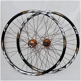 TYXTYX Mountain Bike Wheel TYXTYX Bicycle Wheelset 26 inch 27.5" MTB Rim Double Wall Alloy Bike Wheel 29er Hybrid / Mountain Compatible 7 / 8 / 9 / 10 / 11 Speed (Color : Gold, Size : 26 inch)