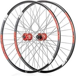 TYXTYX Spares TYXTYX Bicycle Wheelset, Mountain Bike Wheels, 26 / 29 / 27.5 Inches Front Rear Wheelset Double-Walled Rim Quick Release Disc Brake 32 Holes 4 Palin 8-11 Speed, Red