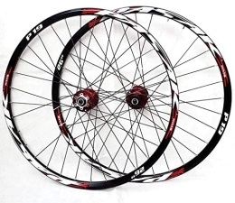 TYXTYX Spares TYXTYX Bike Wheel Tyres Spokes Rim Mountain Bike Wheelset, 26 / 27.5 / 29 Inch Bicycle Wheel Red (Front + Rear) Double Walled Aluminum Alloy MTB Rim Fast Release Disc Brake 32H 7-11 Speed
