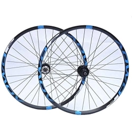 TYXTYX Mountain Bike Wheel TYXTYX Bike Wheeles Bicycle Wheel MTB Cycling Front Rear Wheels, 32H Double Wall Alloy Wheel Set, Quick Release Disc Brake 8 / 9 / 10 Speed, Blue, 26inch