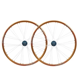 TYXTYX Mountain Bike Wheel TYXTYX Cycling Wheels MTB Wheel Set 26" Bike Wheel Double Wall Alloy Rim Tires 1.75-2.1" Disc Brake 7-11 Speed Palin Hub Quick Release (Color : Gold)