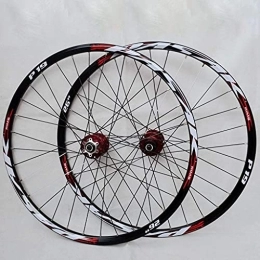 TYXTYX Spares TYXTYX Mountain Bike Wheel Set 32 Steel ​​holes 26" / 27.5" / 29" Bicycle Wheel Set Bearing Disc Brake Quick Release Cassette Flywheel Red Drum+Red Sign(Front Wheel + Rear Wheel)