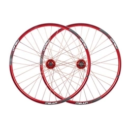 TYXTYX Spares TYXTYX MTB 26" Bike Wheel Set Bicycle Double Wall Alloy Rim Mountain Bike Wheel Set Quick Release Disc Brake 32 Hole 7 8 9 10 Speed (Color : Red)