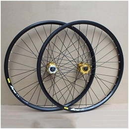 TYXTYX Spares TYXTYX MTB Bike Wheel Set 26 Inch Double Wall Rim Sealed Bearing Hub Disc Brake QR For 8-10 Speed Cassette Flywheel Bicycle Wheel 32 Holes, Gold