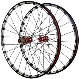 TYXTYX Mountain Bike Wheel TYXTYX MTB Bike Wheelset 26 27.5 in Bicycle Wheels Double Layer Alloy Rim 7 Sealed Bearing 11 Speed Cassette Carbon Hub Disc Brake QR 24H 1742G, Red