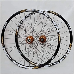 TYXTYX Mountain Bike Wheel TYXTYX MTB Downhill Wheelset 26 / 27.5 / 29 inch Double Wall Aluminum Alloy Bicycle Wheel Rim Hybrid / Mountain for 7 / 8 / 9 / 10 / 11 Speed (Color : Gold, Size : 26 inch)