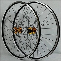 TYXTYX Spares TYXTYX MTB Wheelset 26Inch Bicycle Cycling Rim Mountain Bike Wheel 32H Disc / Rim Brake 7-11Speed QR Cassette Hubs Sealed Bearing 6 Pawls, Gold