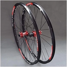 TYXTYX Mountain Bike Wheel TYXTYX MTB Wheelset for Mountain Bike 26 27.5 29 in Double Layer Alloy Rim Sealed Bearing 7-11 Speed Cassette Hub Disc Brake QR 24H, Red Hub-29inch