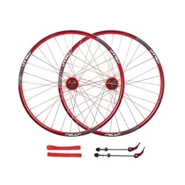 TYXTYX Mountain Bike Wheel TYXTYX Quick Release Axles Bicycle Accessory 26 Inch Mountain Cycling Wheel Set Hub Rims 32H Disc Brake Double Wall 2113g Load: 150kg Road Bicycle Cyclocross Bike Wheels (Color : RED)