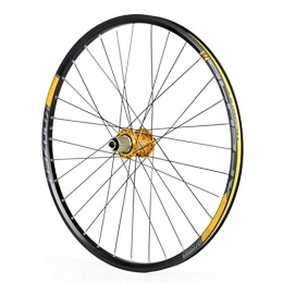 TYXTYX Mountain Bike Wheel TYXTYX Quick Release Axles Bicycle Accessory Bicycle Rear Wheel 26 / 27.5 Inch, Double Wall Racing MTB Rim QR Disc Brake 32H 8 9 10 11 Speed Road Bicycle Cyclocross Bike Wheels (Color : Gold, Size :