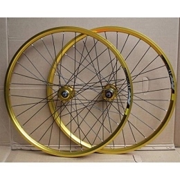 TYXTYX Mountain Bike Wheel TYXTYX Quick Release Axles Bicycle Accessory MTB Bike Wheelset 24 Inch Double Layer Rim Disc / Rim Brake Bicycle Wheel 8-10 Speed 32H Road Bicycle Cyclocross Bike Wheels (Color : Gold)