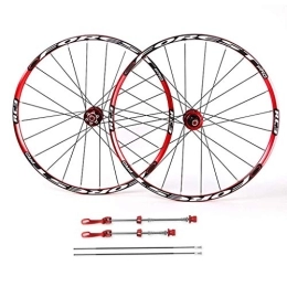 TYXTYX Spares TYXTYX Red Bike Wheelset 26 Inch, Double Wall 27.5 Inch MTB Wheels Quick Release Sealed Bearings 5 Palin Disc Brake 24 Hole 8 9 10 Speed