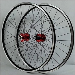 UPPVTE Mountain Bike Wheel UPPVTE 26 27.5 29 Inch 32H MTB Bicycle Wheelset Bike Wheel Double Layer Alloy Rim Sealed Bearing Disc / Rim Brake QR 7-11 Speed Wheel (Color : Red Hub, Size : 26inch)