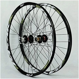 UPPVTE Spares UPPVTE 26 / 27.5 / 29 Inch Double Wall Rims Mountain Bike Wheel, Cassette Flywheel Sealed Bearing Disc Brake QR 7-11 Speed Wheel Set Wheel (Color : Green, Size : 27.5inch)