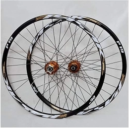 UPPVTE Mountain Bike Wheel UPPVTE 26 / 27.5 / 29 Inch Mountain Bicycle Wheelset, Aluminum Alloy Double Wall Rim Disc Brake MTB Cycling Wheels for 7 / 8 / 9 / 10 / 11 Speed Wheel (Color : Gold, Size : 29 inch)