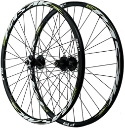 UPPVTE Mountain Bike Wheel UPPVTE 26 / 27.5 / 29" MTB Bike Wheelset, Quick Release Double Walled 32 Holes Aluminum Alloy Rim Disc Brake Cycling Wheels for 7-12 Speed Wheel (Color : Green, Size : 27.5inch)