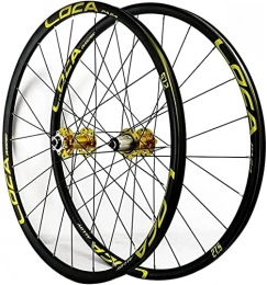 UPPVTE Spares UPPVTE 26 / 27.5 / 29in Mountain Bike Wheelset Double-walled Ultralight Alloy Rim Disc Brake Quick Release Front Rear Wheel 7-12 Speed Wheel (Color : Gold, Size : 26inch)