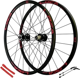 UPPVTE Mountain Bike Wheel UPPVTE 26 / 27.5 / 29Inch MTB Wheelset, Double Walled Rim Aluminum Alloy Bike Mountain Disc Brake 24H Rim First 2 After 4 Palin for 7-11 Speed Wheel (Color : Red, Size : 26inch)