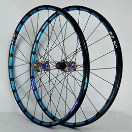 UPPVTE Mountain Bike Wheel UPPVTE 26 / 27.5 Inch MTB Bike Wheel Bicycle Wheelset, CNC Double Wall alloy Rim Cassette Hub Sealed Bearing Disc Brake QR 7-12 Speed Wheel (Color : B-blue, Size : 26inch)