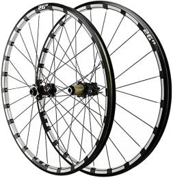 UPPVTE Mountain Bike Wheel UPPVTE 26 / 27.5in Bicycle Wheelset Hybrid Double Walled Aluminum Alloy MTB Rim Disc Brake Thru Axle 24 Holes 7 / 8 / 9 / 10 / 11 / 12 Speed Cassette Wheel (Color : Black, Size : 26inch)