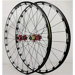 UPPVTE Mountain Bike Wheel UPPVTE 26 / 27.5in MTB Bicycle Wheel Set, Front Rear Bicycle Wheel CNC Rims Disc Brake Wheel Bearing Hub 24 Holes 7-11 Speed Wheel (Color : Red, Size : 27.5inch)