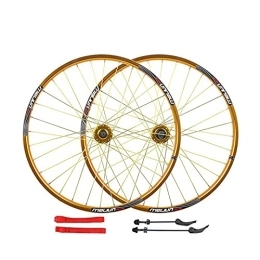 UPPVTE Mountain Bike Wheel UPPVTE 26" Bicycle Wheel 32H Double Alloy Rim Q / R MTB 7 8 9 10 Speed Bike Wheelset Front Rear Wheels Wheel (Color : Gold, Size : 26inch)