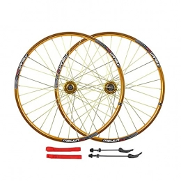 UPPVTE Spares UPPVTE 26" Bicycle Wheel Double Alloy Rim MTB 7 8 9 10 Speed Bike Wheelset 32H QR Bicycle Wheelset Wheel (Color : Gold, Size : 26inch)