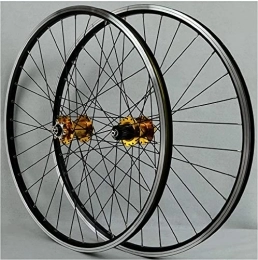 UPPVTE Spares UPPVTE 26 Inch Bicycle Wheelset, Double Wall Aluminum Alloy Hybrid / Mountain Rim Disc / V-Brake Cycling Wheels for 7-11speed Wheel (Color : Yellow, Size : 26inch)