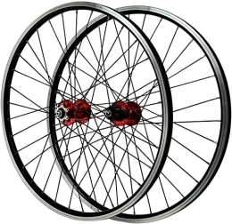 UPPVTE Spares UPPVTE 26 Inch MTB Bicycle Wheelset, Double Layer Alloy Rim Mountain Bike Wheel Sealed Bearing 7 / 8 / 9 / 10 / 11 Speed Cassette Hub Wheel (Color : Red, Size : 26INCH)