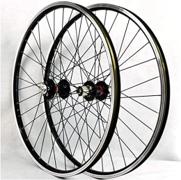 UPPVTE Mountain Bike Wheel UPPVTE 26 Inch MTB Bike Wheelset Double Wall Alloy Rim Sealed Bearing Disc / V Brake QR 7 / 8 / 9 / 10 / 11 Speed Cassette Bicycle Wheel Wheel (Color : Black Hub)