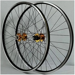 UPPVTE Mountain Bike Wheel UPPVTE 26 inches MTB Bicycle wheel, disc / V brake Double-walled aluminum alloy wheel driving 32-hole rim cassette 7 / 8 / 9 / 10 speed Wheel (Color : Yellow, Size : 26inch)
