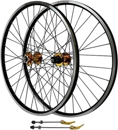 UPPVTE Mountain Bike Wheel UPPVTE 26" MTB Bicycle Wheelset, Double Wall Bike Rim V-Brake 32 Hole Cycling Wheels for 11 Speed Flywheel Wheel (Color : Gold, Size : 26inch)