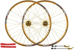 UPPVTE Spares UPPVTE 26in Bicycle Wheelset, 32H double-walled aluminum alloy disc brake mountain bike wheel set quick release American valve 7-10 speed Wheel (Color : Yellow, Size : 26inch)