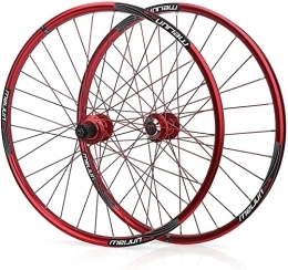 UPPVTE Mountain Bike Wheel UPPVTE 32 Holes Bike Wheelset, 26 Inch Double Wall Aluminum Alloy Disc Brake QR MTB Wheels 7 / 8 / 9 / 10 Speed Cassette Flywheel Wheel (Color : Red, Size : 26inch)
