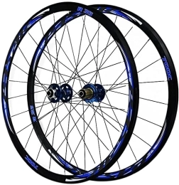 UPPVTE Spares UPPVTE 700C Road Bike Wheelset MTB Rim Quick Release Double Walled Aluminum Alloy Disc Brake Front Rear Wheels for 7 8 9 10 11 Speed Wheel (Color : Blue, Size : 700C)