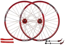 UPPVTE Spares UPPVTE Alloy Double Wall Rim 26 Inch MTB Cycling Wheels, Mountain Disc Brake Quick Release Sealed Bearings Compatible 7 8 9 10 Speed Wheel (Color : Red, Size : 26inch)