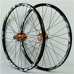 UPPVTE Mountain Bike Wheel UPPVTE Bicycle Wheel Set, 32H Aluminum Alloy MTB Front Rear Wheel Double Wall Cassette Quick Release Disc Brake 7 / 8 / 9 / 10 / 11 Speed Wheel (Color : Gold, Size : 29inch)