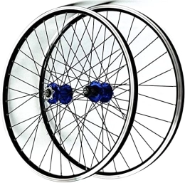UPPVTE Spares UPPVTE Bicycle Wheelset 26", Ultralight Hub QR 32H Sealed Bearing Double Wall Alloy Rim Disc / V Brake 7-11 Speed Mountain Bike Wheels Wheel (Color : Blue Hub, Size : 26inch)